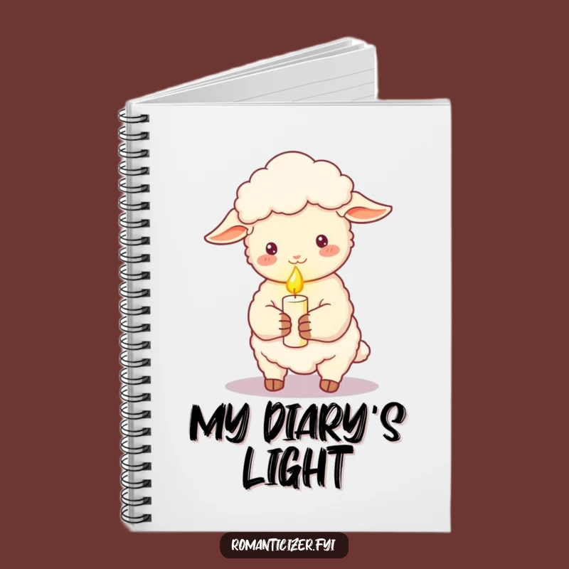 Funny Romantic Sheep Candle Notebook - Journal Your Thoughts in Soft Light