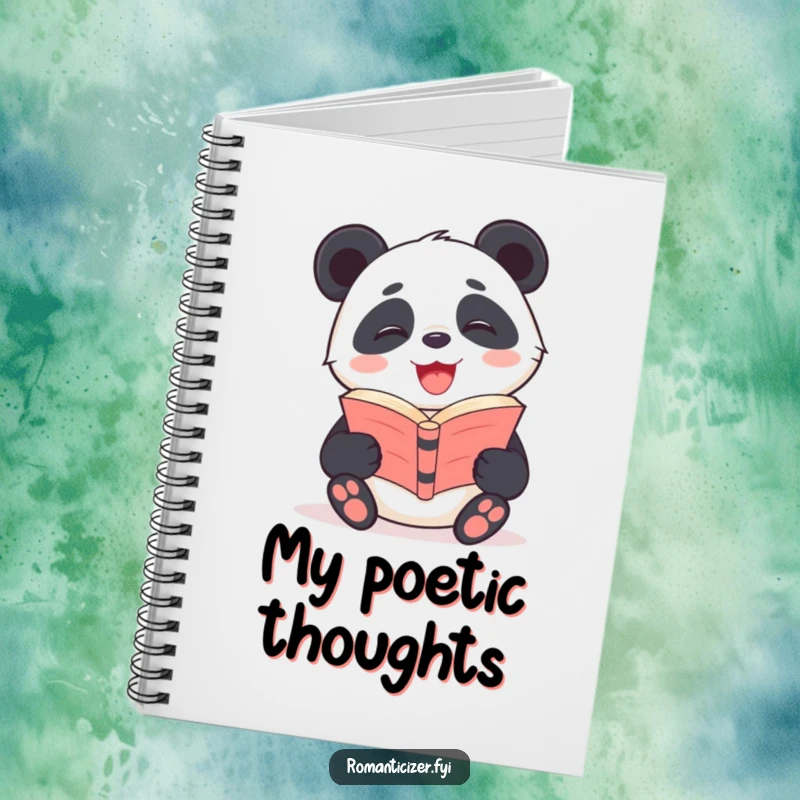 Funny Panda Notebook displaying a giggling panda with a radiant smile, ready to jot down verses and poems.