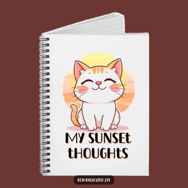 Funny Whimsical Cat Sunset Notebook - Cheerful Journal for Cat Fans