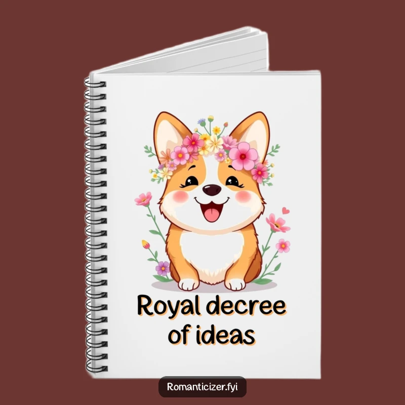 Funny Corgi Notebook: Wildflower Crown Ideas, Lined Pages for Happy Thoughts