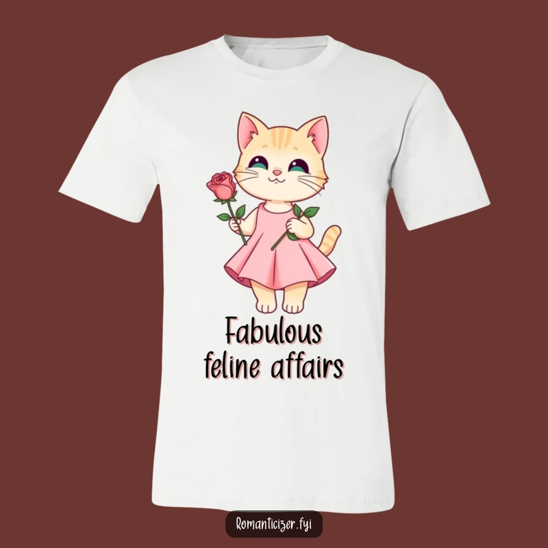 Funny Cat Rose T-Shirt - Chic Feline Romantic Gift!