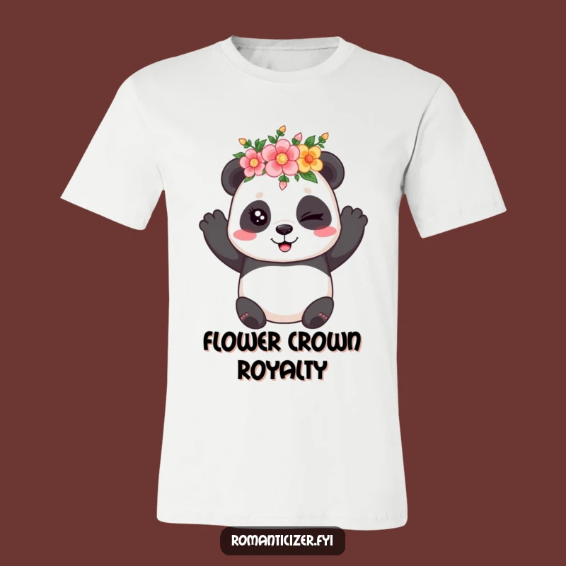 Funny Panda Flower Crown T-Shirt: Coy Panda Tee, Adorable & Humorous Gift