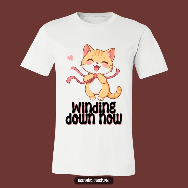 Funny Cat Ribbon Twirl T-Shirt: Wear Your Playfulness, a Happy Graphic Tee