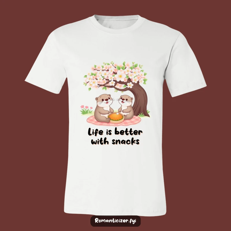 Funny Cheerful Otter Picnic T-Shirt - Wear Your Happy Vibes