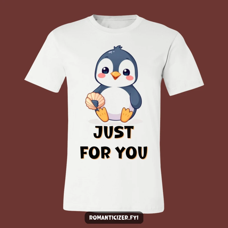 Funny Penguin Seashell Smile T-Shirt - Cute Loving Gift for Couples