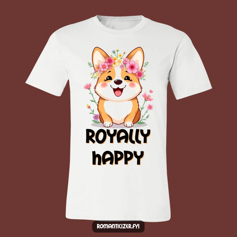 Funny Corgi Wildflower T-Shirt: Joyful Dog Crown, Cute & Humorous Tee Gift