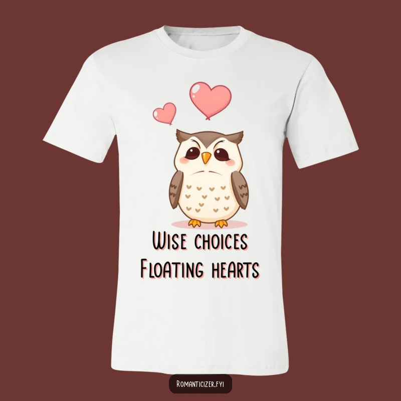 Funny Owl T-Shirt: Contented Bird Gazing at Floating Hearts, Hilarious Gift Idea