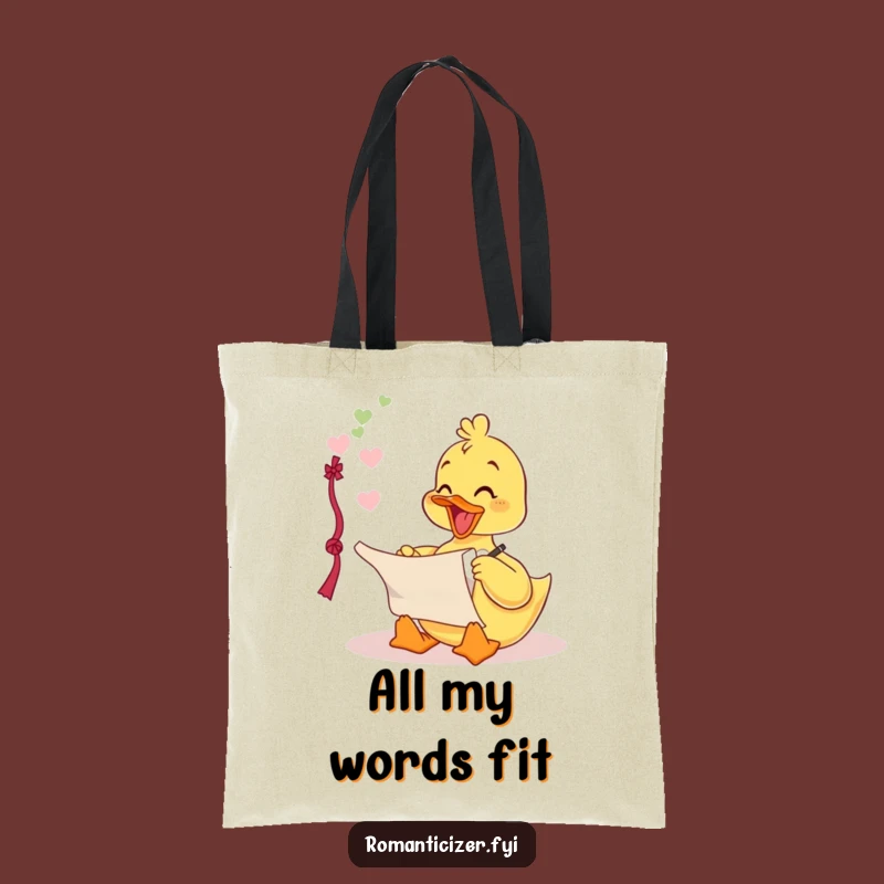 Funny Duckling Poem Tote Bag: Carry Your Love Letters in Style