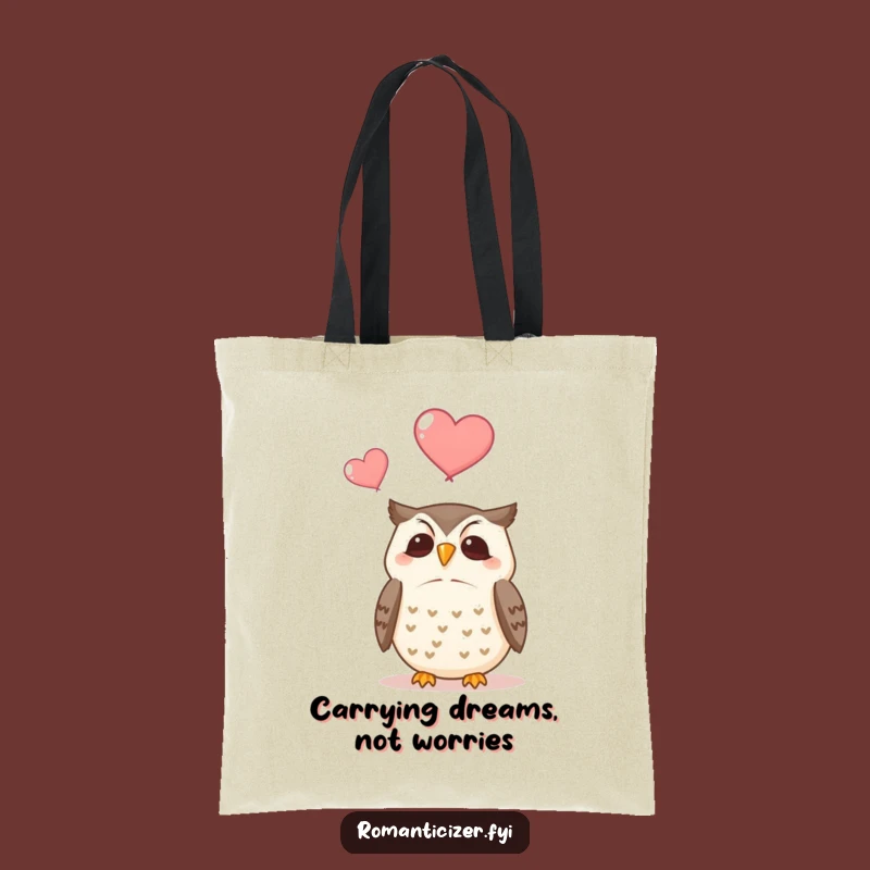 Funny Owl Tote Bag: Contented Bird with Hearts, Practical and Hilarious Gift