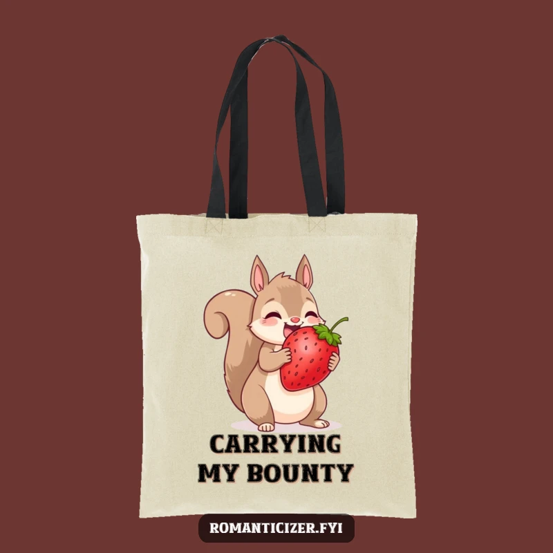 Funny Squirrel Strawberry Tote Bag: Carry Sweetness with This Hilarious Bag