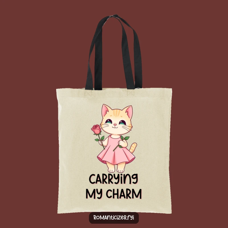 Funny Cat Rose Tote Bag - Carry Your Love in Style!