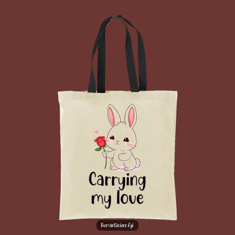 Funny Shy Rabbit Rose Tote Bag: Sweet Everyday Carry-All, Ideal Gift!
