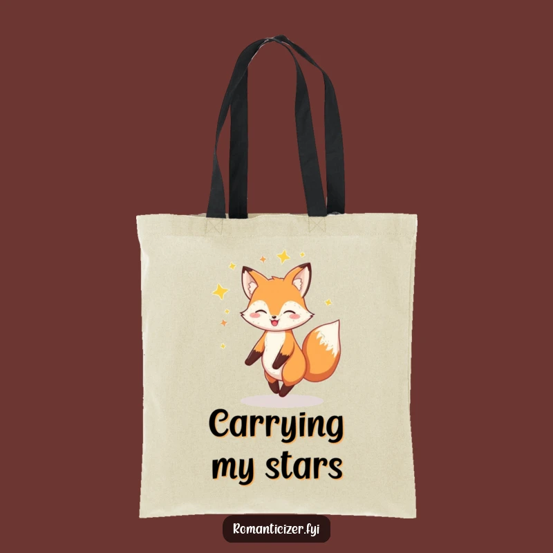 Funny Fox Stars Tote Bag: Cheerful Twirling Accessory - Perfect Gift