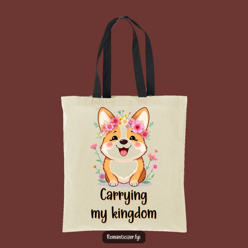 Funny Corgi Tote Bag: Wildflower Crown Style, Carry Your Joy Everywhere