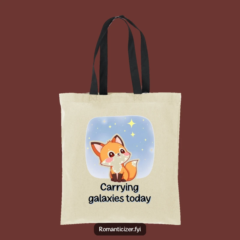 Funny Fox Starry Eyes Tote Bag: Carry Your Dreams, a Celestial Accessory