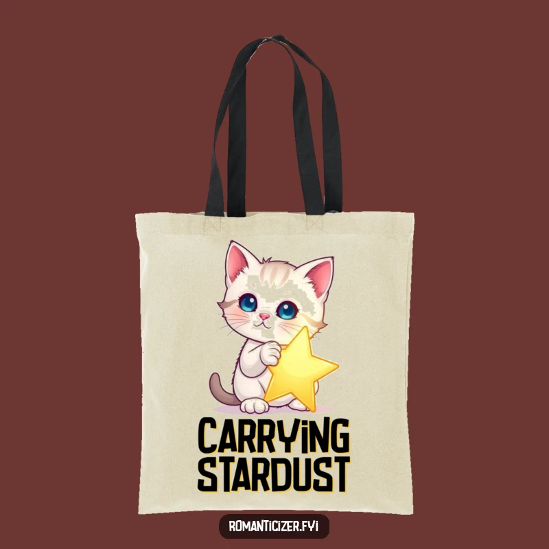 Funny Kitten Star Tote Bag: Carry Your Sparkle, A Chic Funny Gift