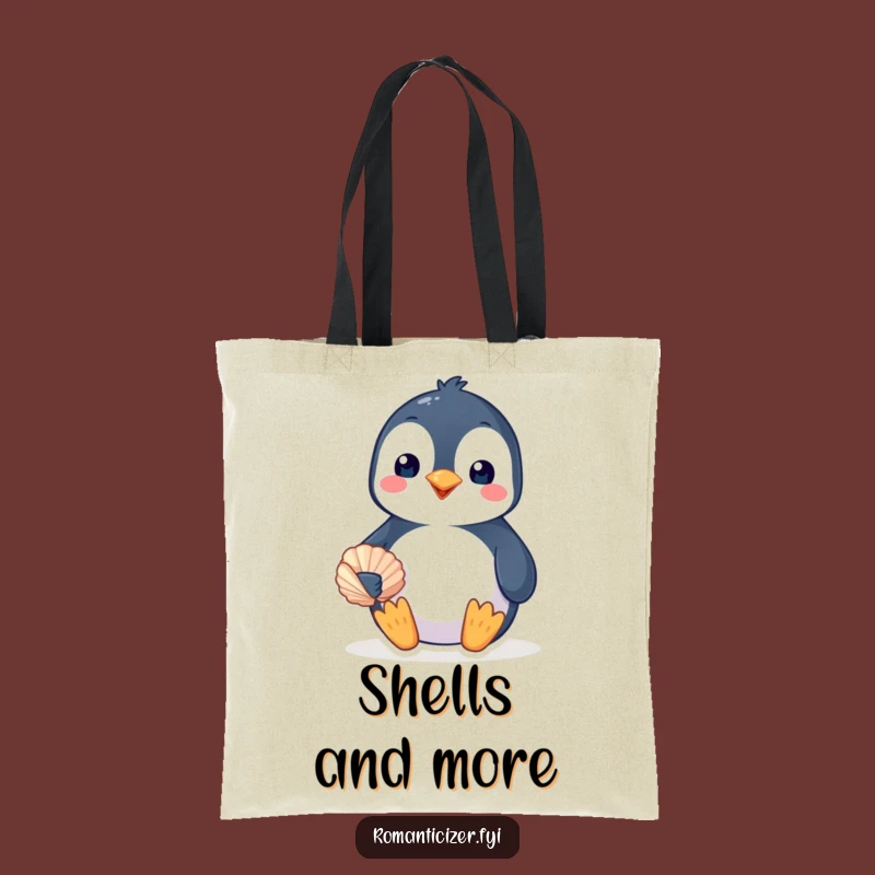 Funny Penguin Seashell Tote Bag - Cute Gift for Carrying Love