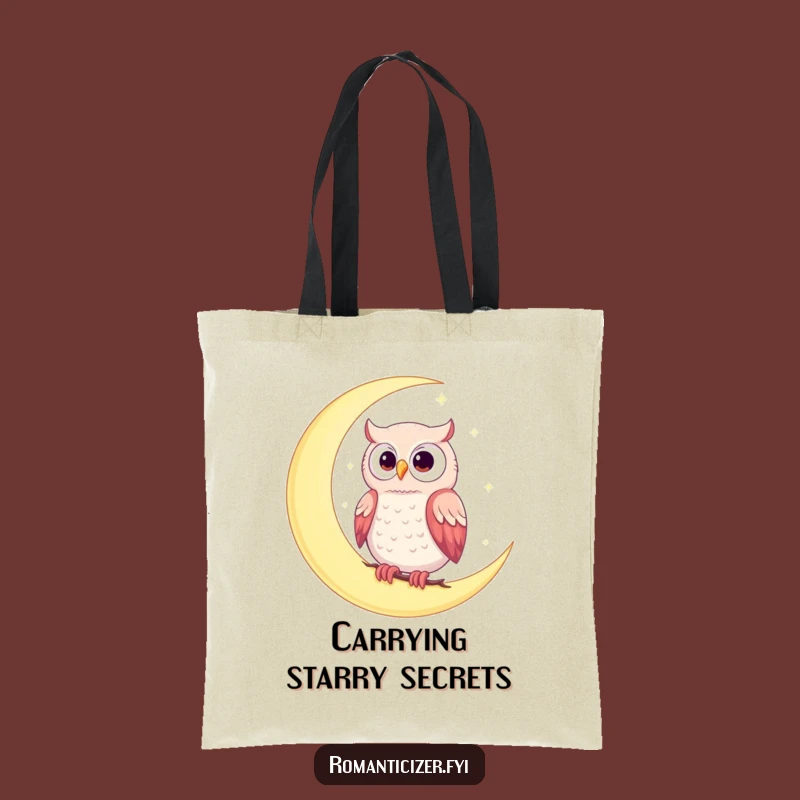 Funny Romantic Owl Moon Tote Bag - Whimsical Celestial Carryall