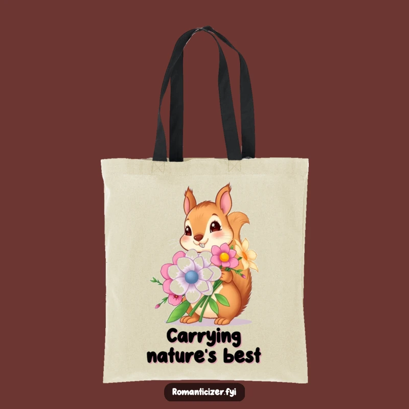 Funny Squirrel Flower Tote Bag - Eco-Friendly & Stylish Carry-all, Great Gift