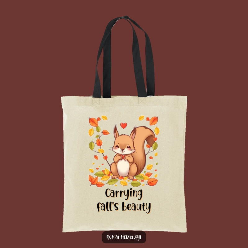 Funny Squirrel Leaf Heart Tote Bag - Eco-Friendly & Cute Gift for Shoppers