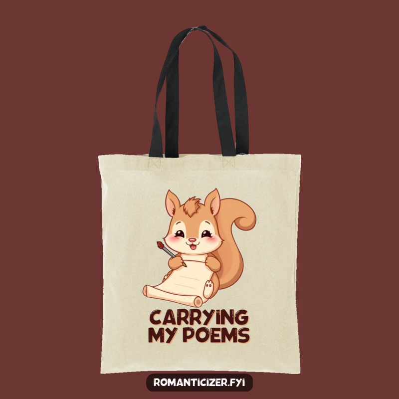 Funny Squirrel Poet Tote Bag - Carry Your Literary Treasures Hilariously