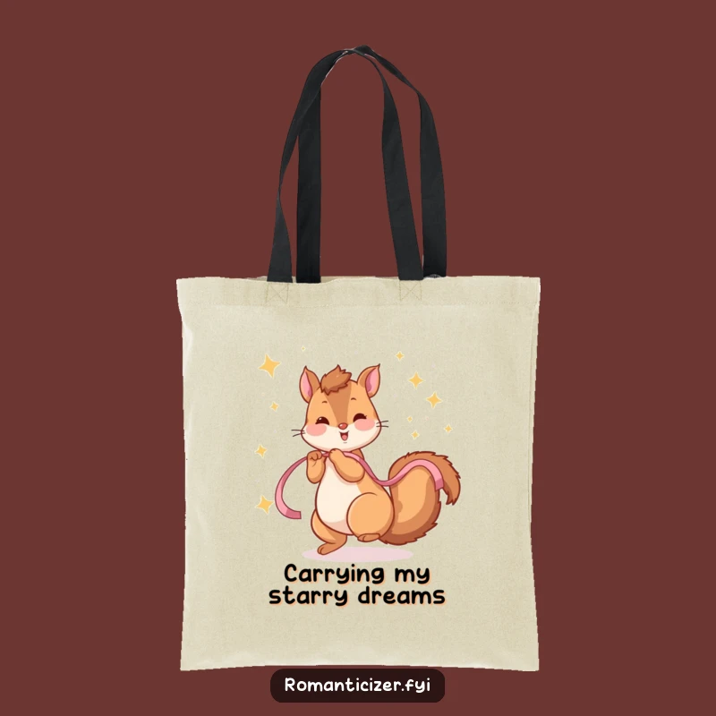 Funny Squirrel Twirling Tote Bag: Starry Errands, Eco-Friendly Humorous Gift