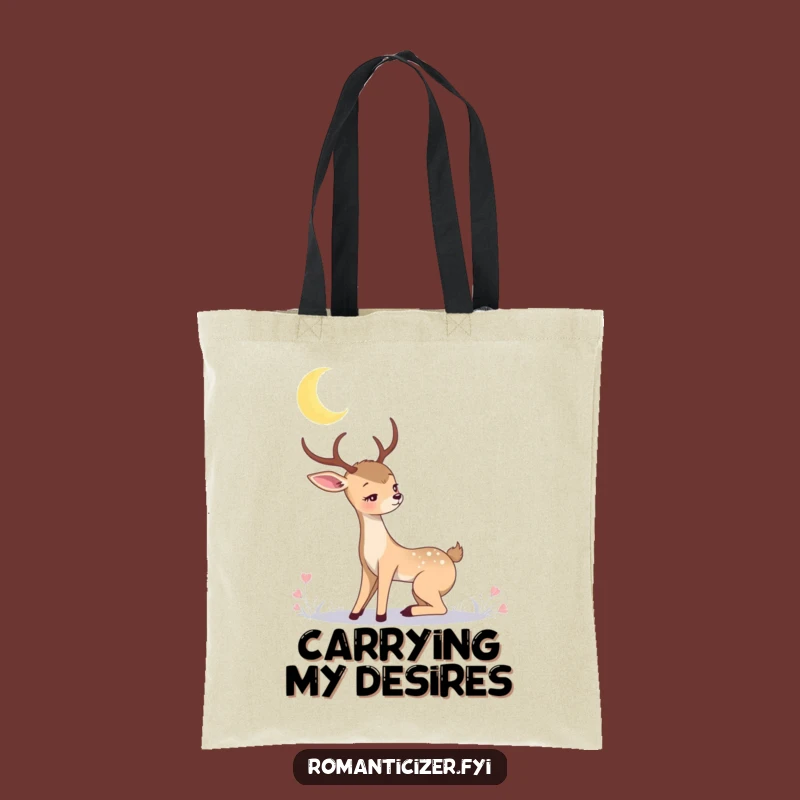 Romantic Deer Moon Tote Bag: Carry Your Dreams, a Celestial Accessory